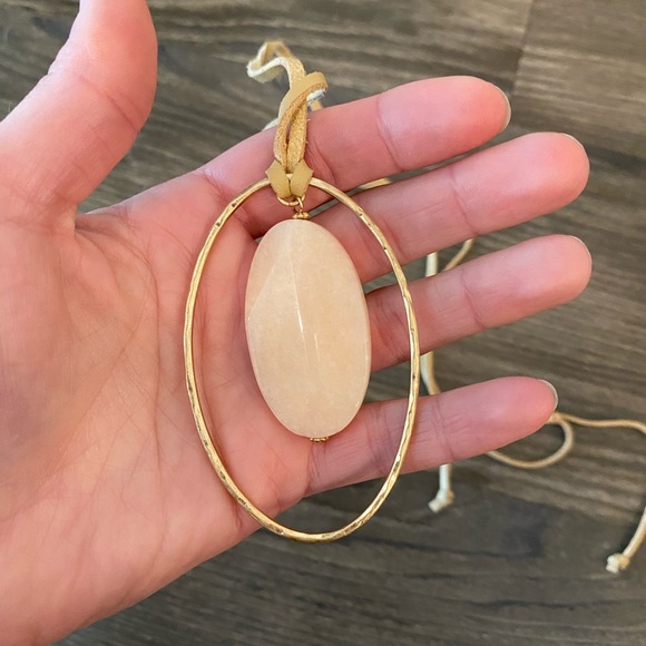 Long Pink Stone Pendant Necklace - Picture 4 of 6